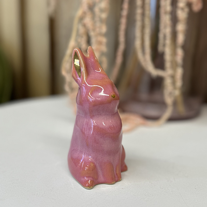 Фигурка "Заяц" ручной работы розовый с золотом Fabrica